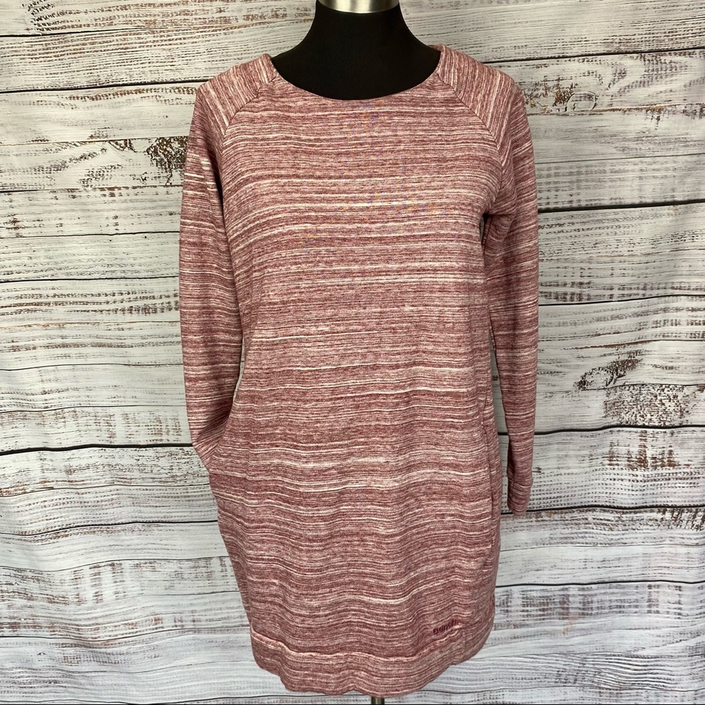 BENCH Maroon Space Dyed Long Sleeve Mini Sweat Dress w Pockets